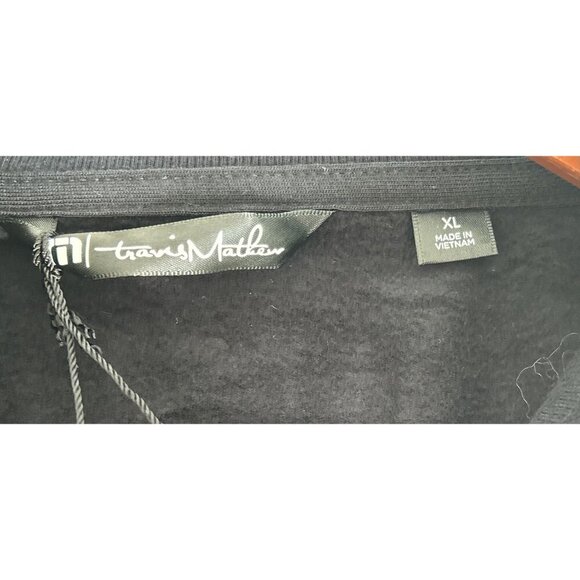 Travis Mathew Mens XL Black Quarter-Zip Pullover With Green Logo 96% Rayon 4% Sp - Picture 5 of 7